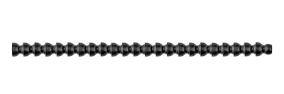 a plastik-made black hinged hose of the Aqua-Loc modular coolant hose series, consisting of 23 single hinged elements, each with click-action ballhead hinge at the rear and ballhead hinge at the front for conducting cutting coolant liquids, isolated on white background