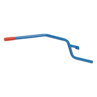 eine blaue FETRA® Hebelstange aus Stahlrohr mit rotem Griff, als Zubehör für FETRA® Fasskipper, freigestellt auf weißem Hintergrund